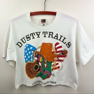 Vintage Graphic T Crop Top 90s Western Cowboy Horses Women’s M L